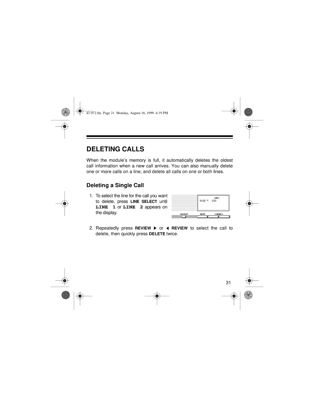 Radio Shack SYSTEM 2000 owner manual Deleting Calls, Deleting a Single Call 