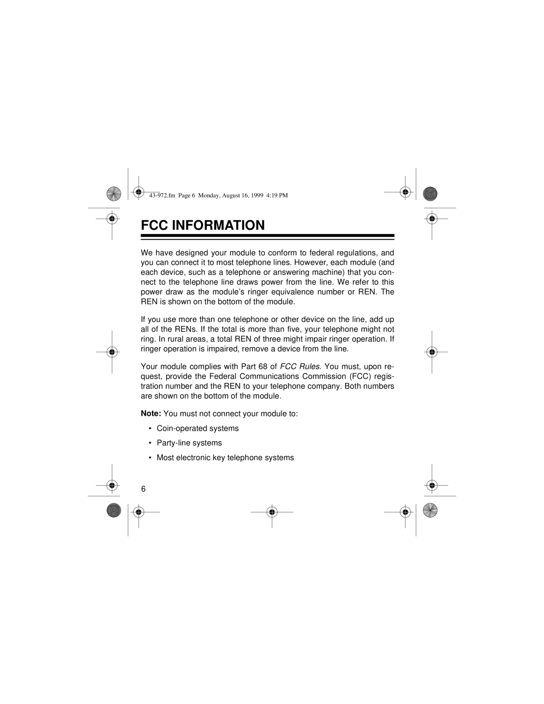 Radio Shack SYSTEM 2000 owner manual FCC Information 