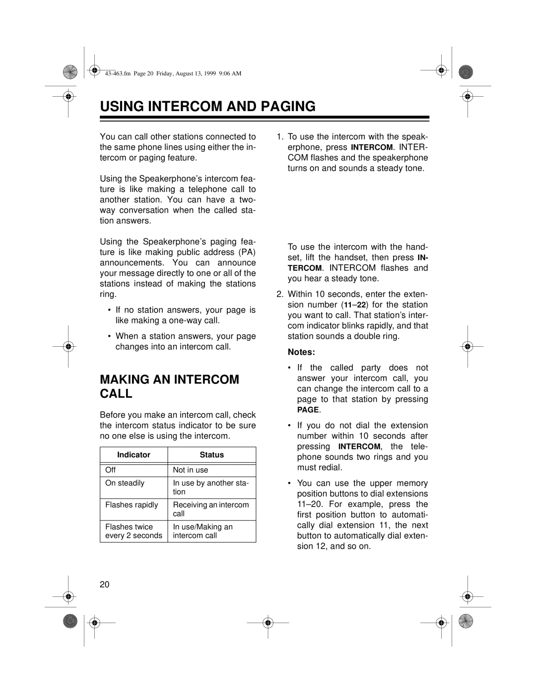 Radio Shack SYSTEM 212 owner manual Using Intercom and Paging, Making AN Intercom Call 