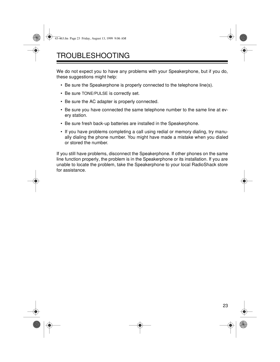 Radio Shack SYSTEM 212 owner manual Troubleshooting 