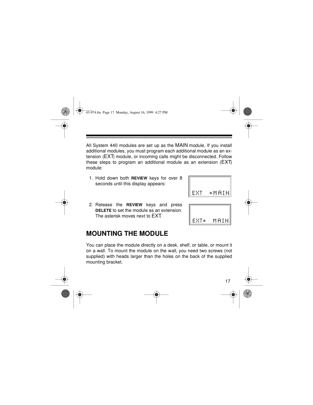 Radio Shack SYSTEM 440 owner manual Mounting the Module 