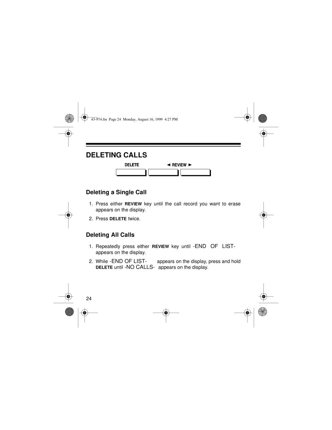 Radio Shack SYSTEM 440 owner manual Deleting Calls, Deleting a Single Call 