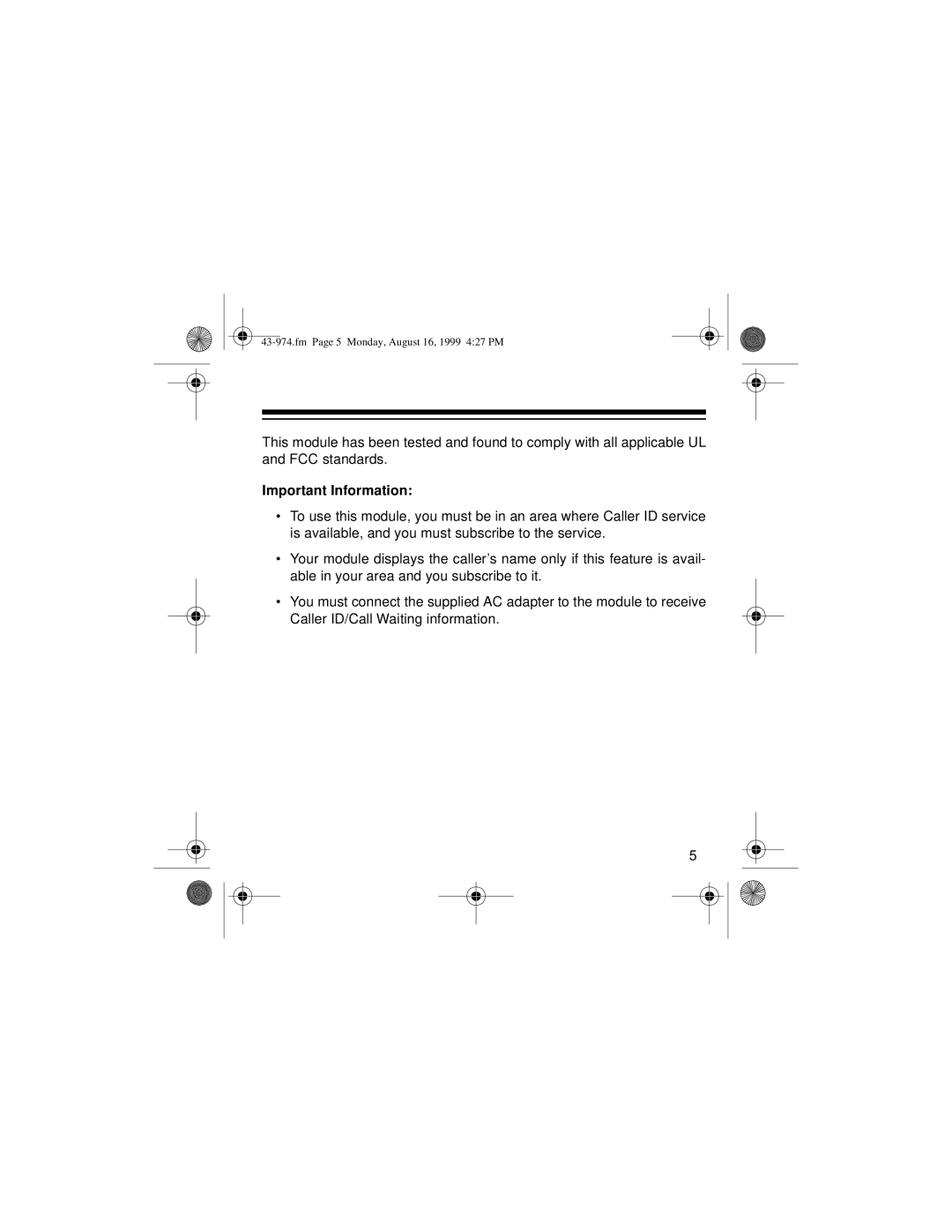 Radio Shack SYSTEM 440 owner manual Important Information 