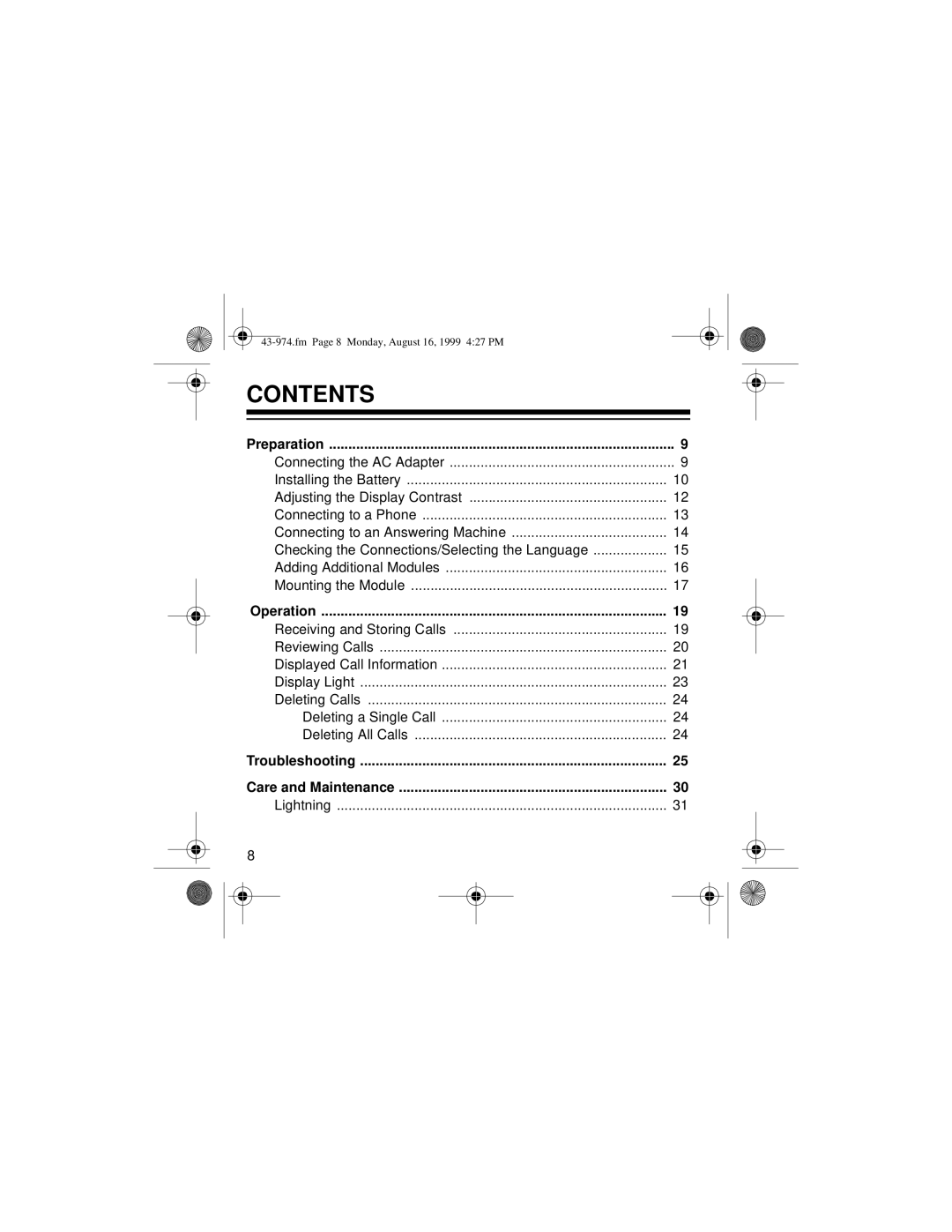 Radio Shack SYSTEM 440 owner manual Contents 