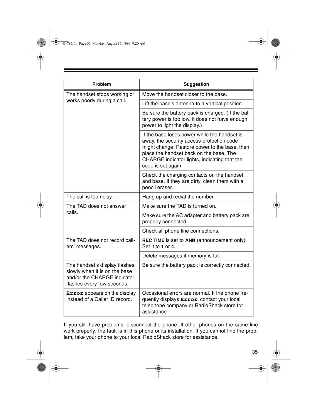 Radio Shack TAD -797 owner manual Fm Page 35 Monday, August 16, 1999 920 AM 