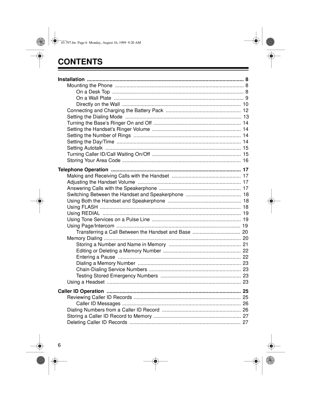 Radio Shack TAD -797 owner manual Contents 