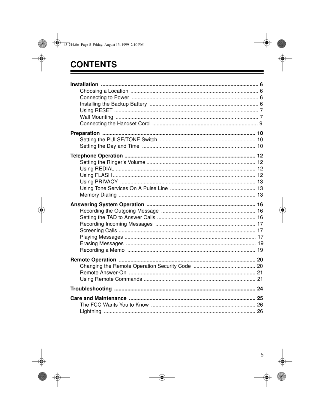 Radio Shack TAD-1004 owner manual Contents 