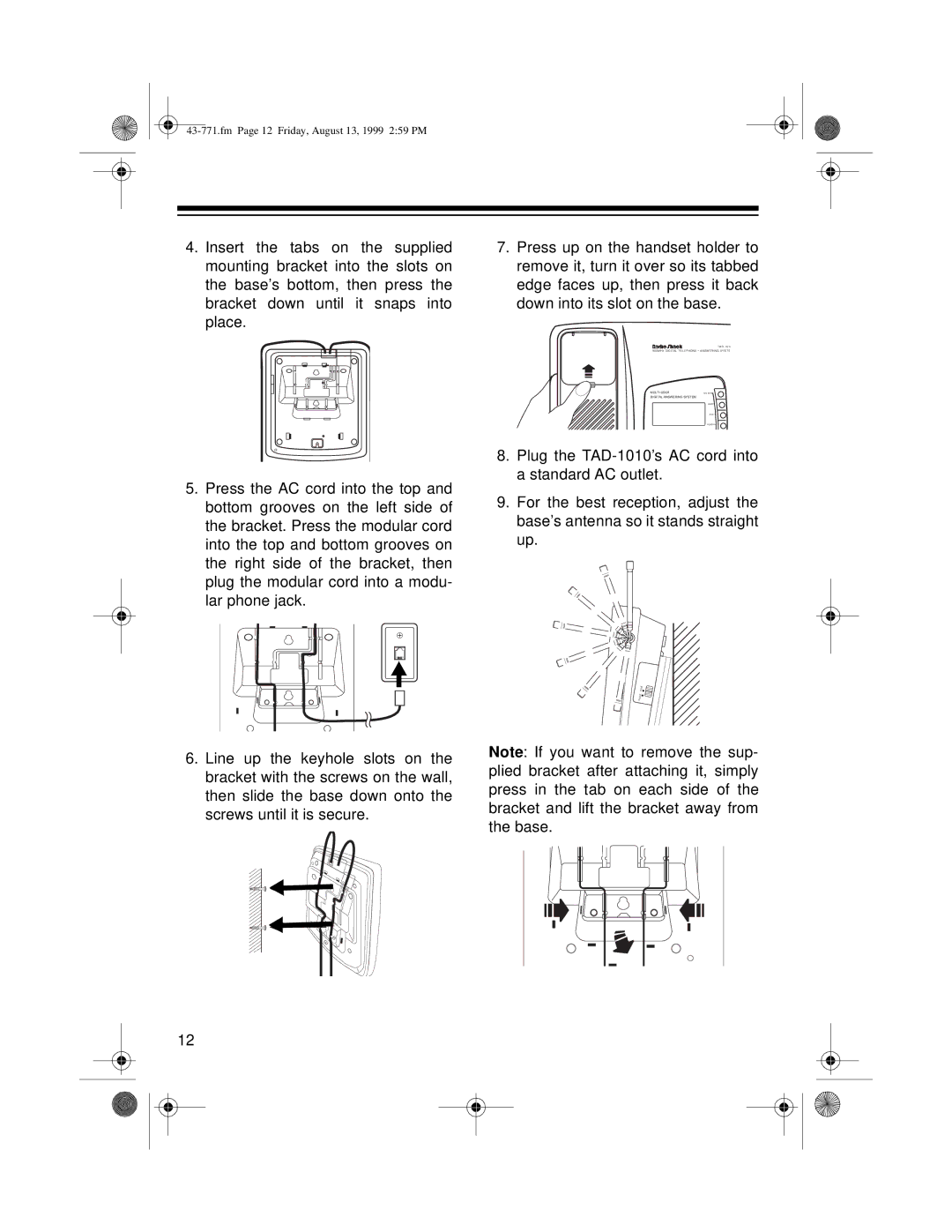 Radio Shack TAD-1010 owner manual Fm Page 12 Friday, August 13, 1999 259 PM 