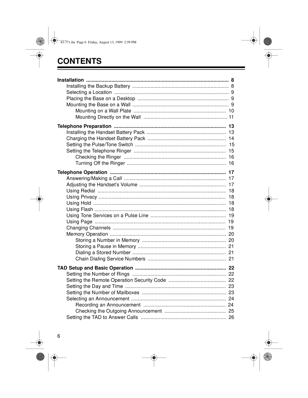 Radio Shack TAD-1010 owner manual Contents 