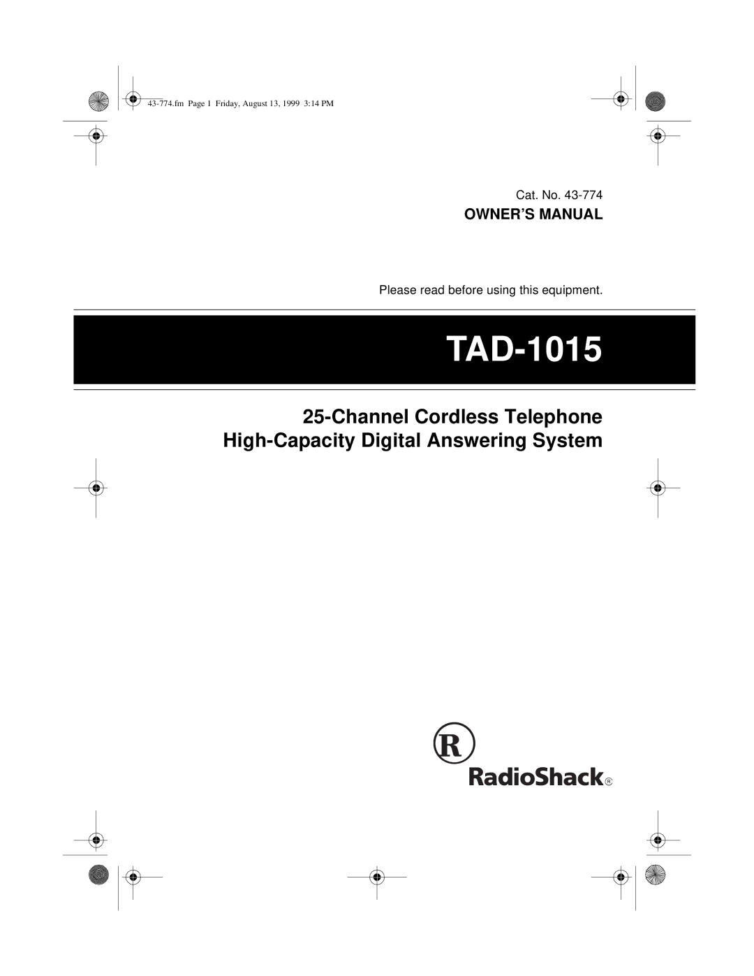 Radio Shack TAD-1015 owner manual 