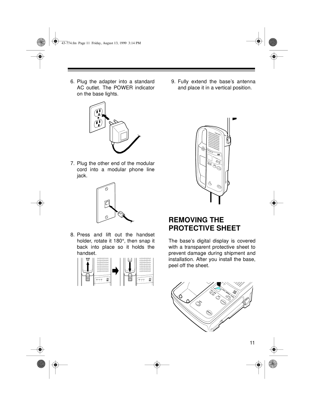 Radio Shack TAD-1015 owner manual Removing the Protective Sheet 