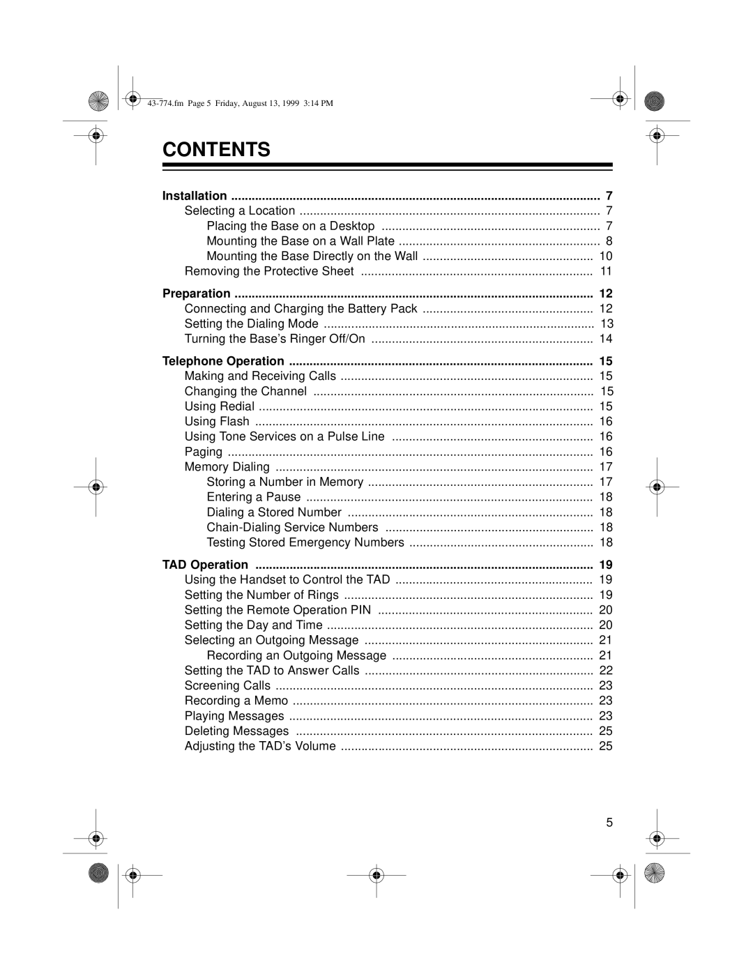 Radio Shack TAD-1015 owner manual Contents 