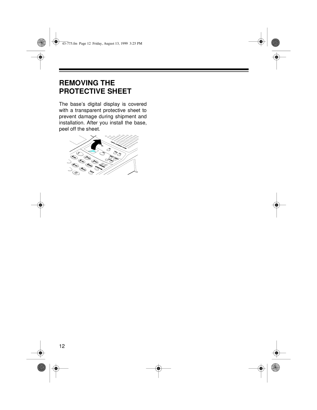 Radio Shack TAD-1016 owner manual Removing the Protective Sheet 