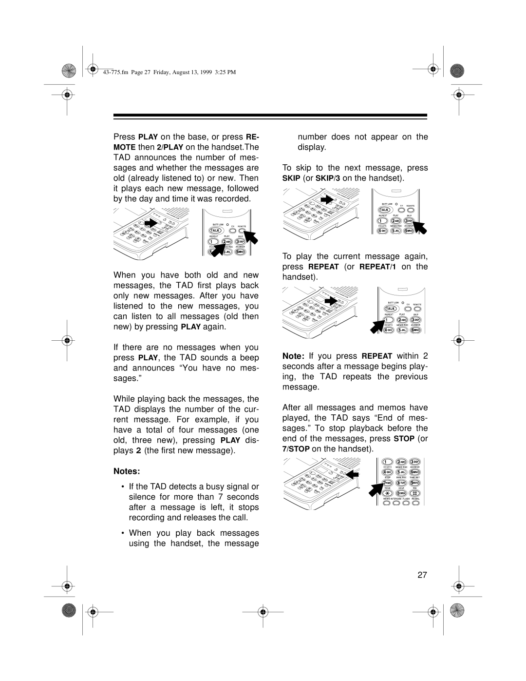 Radio Shack TAD-1016 owner manual Fm Page 27 Friday, August 13, 1999 325 PM 