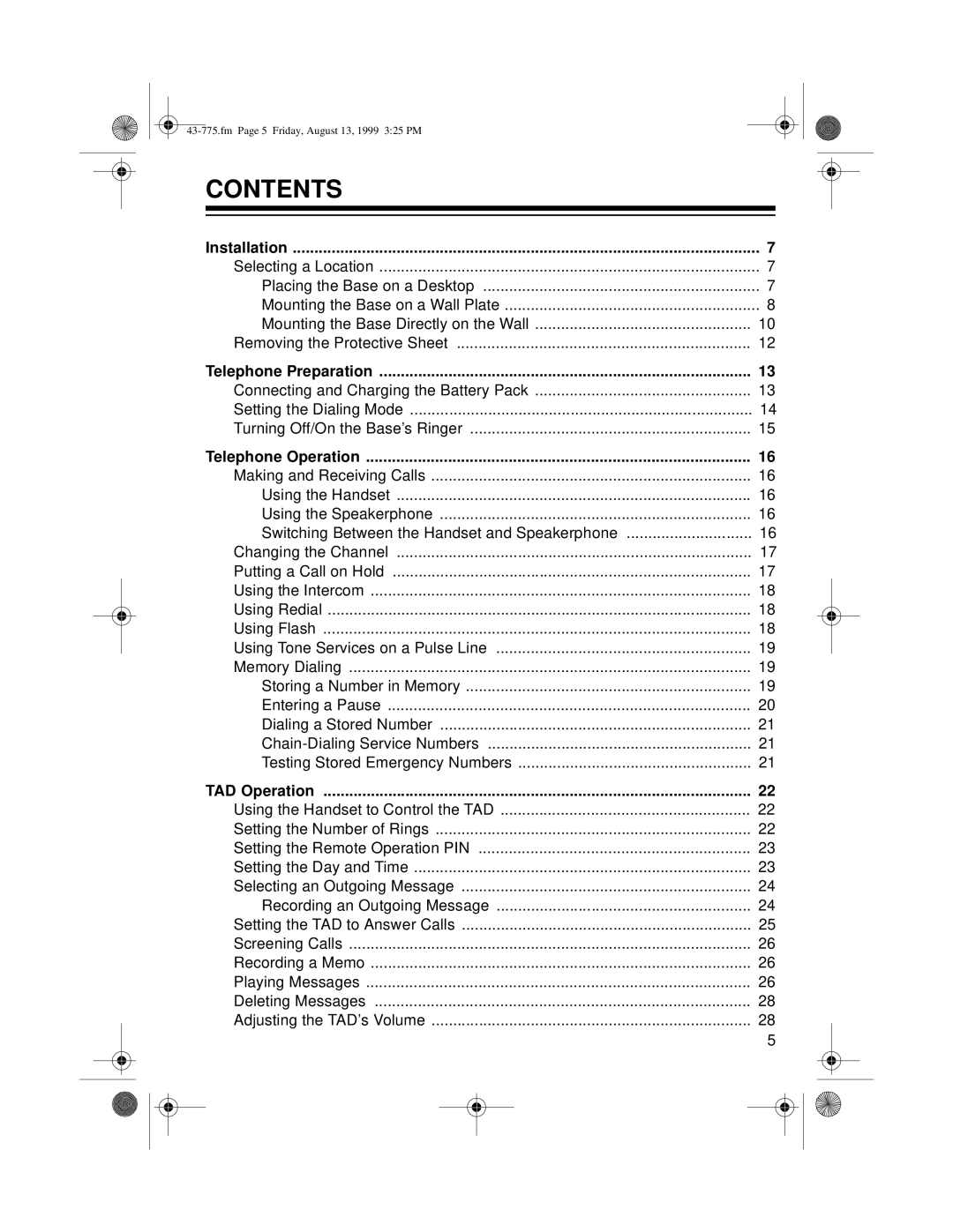 Radio Shack TAD-1016 owner manual Contents 