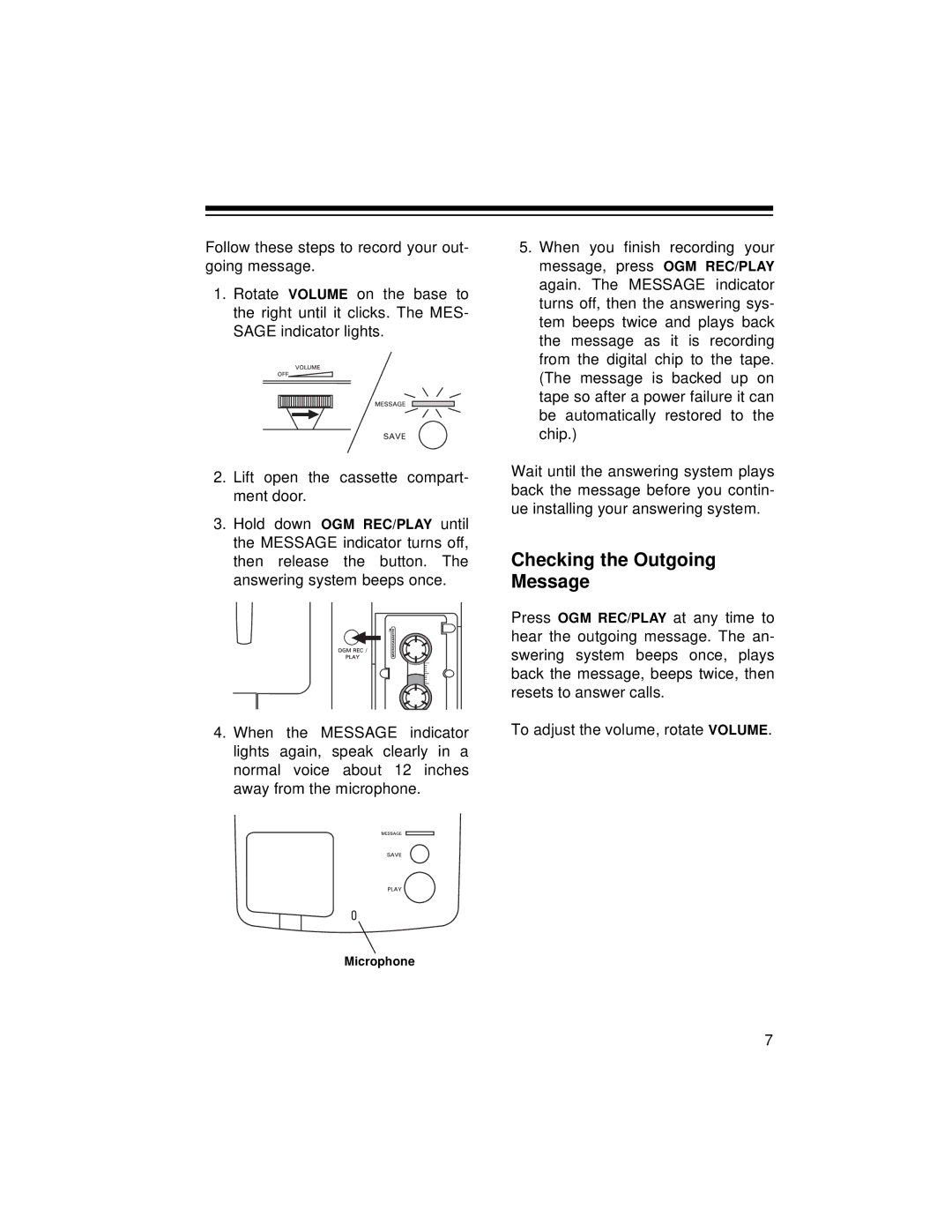 Radio Shack TAD-1018 owner manual Checking the Outgoing Message 