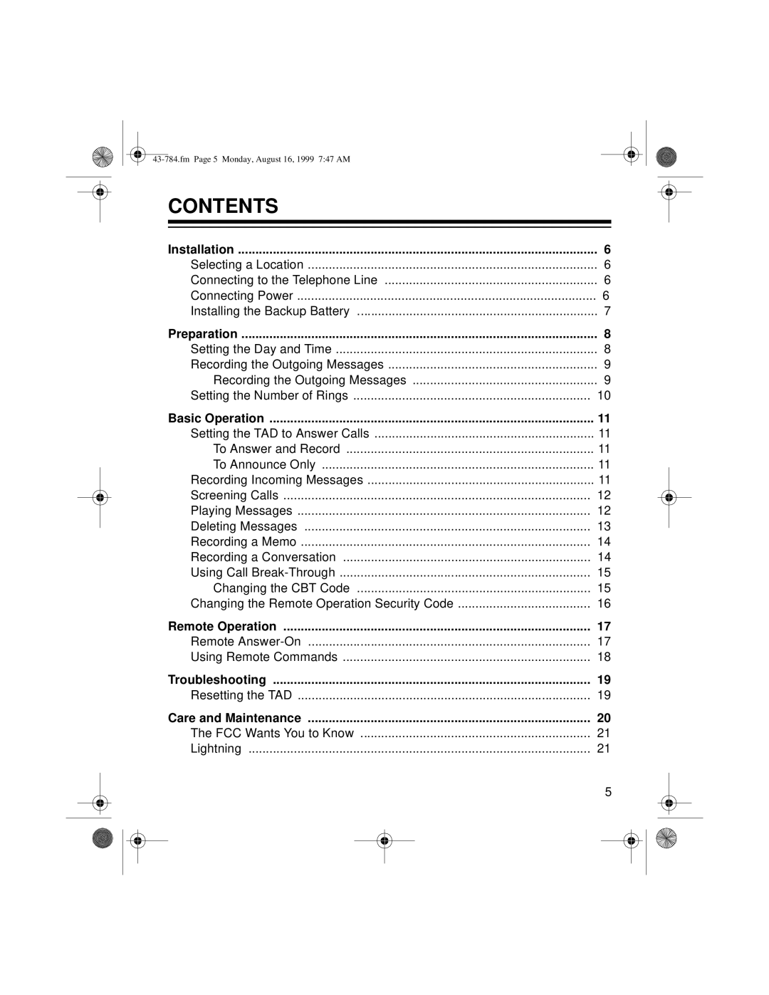 Radio Shack TAD-1024 owner manual Contents 