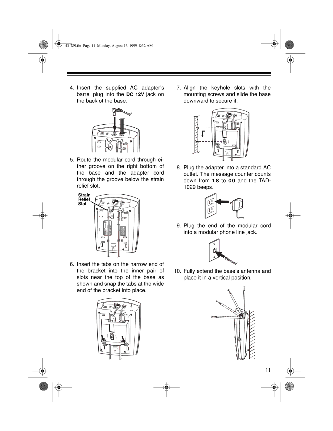 Radio Shack TAD-1029 owner manual Fm Page 11 Monday, August 16, 1999 832 AM 