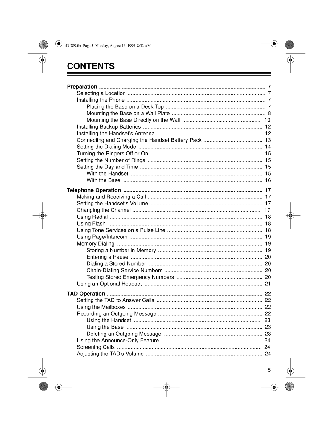 Radio Shack TAD-1029 owner manual Contents 