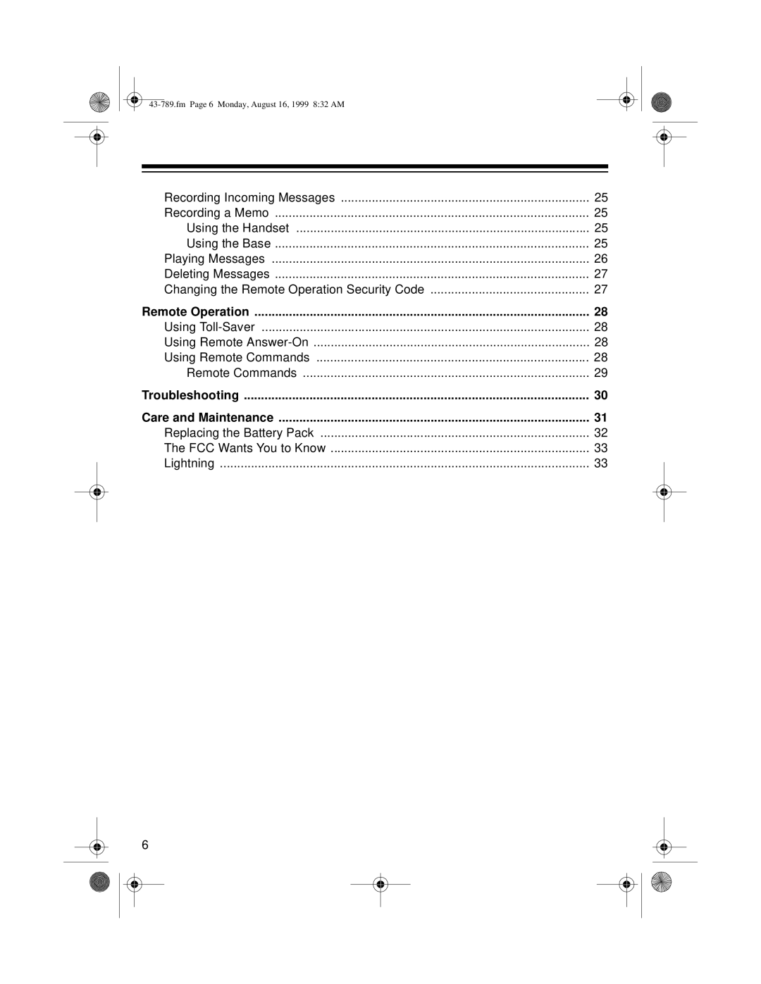 Radio Shack TAD-1029 owner manual Replacing the Battery Pack FCC Wants You to Know 