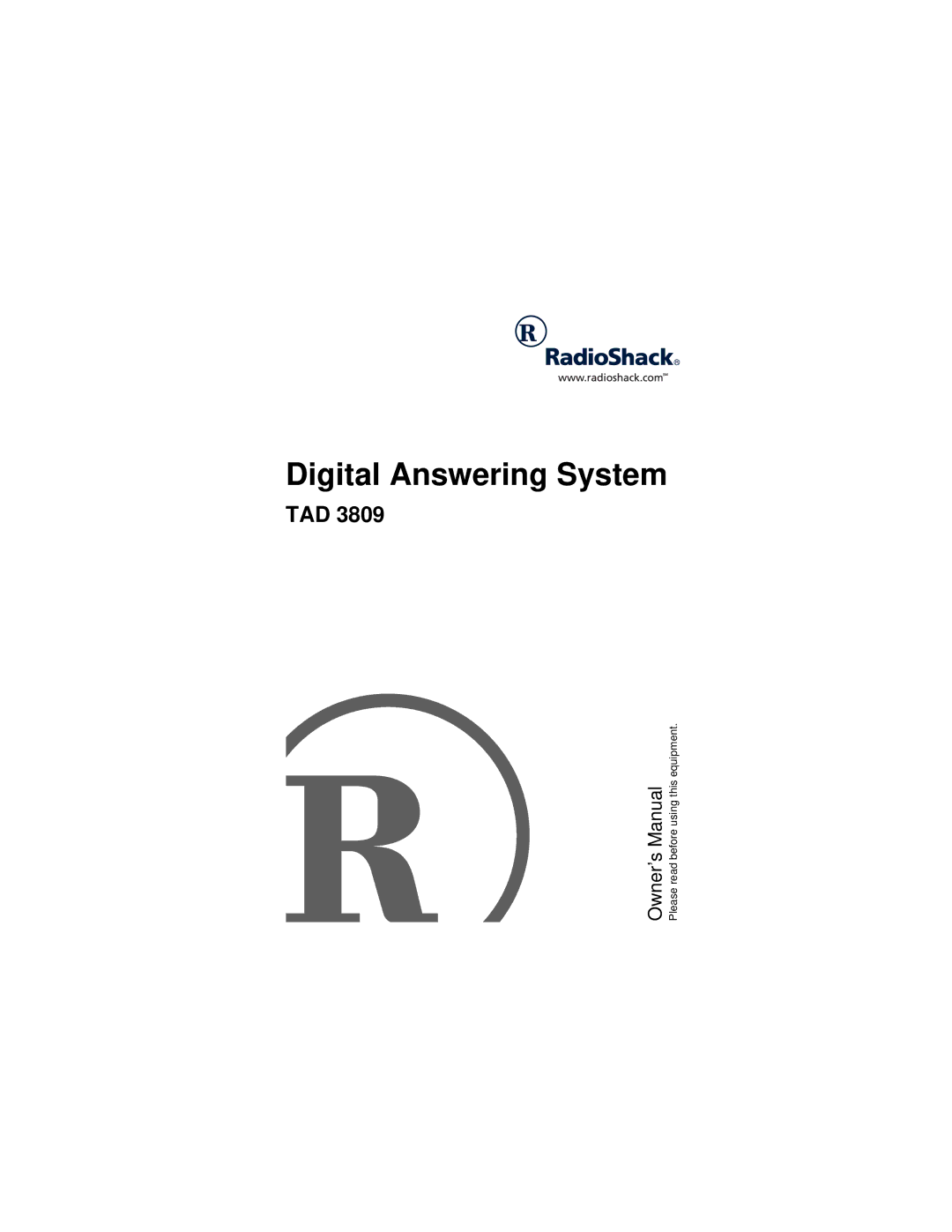 Radio Shack TAD 3809 owner manual Digital Answering System 