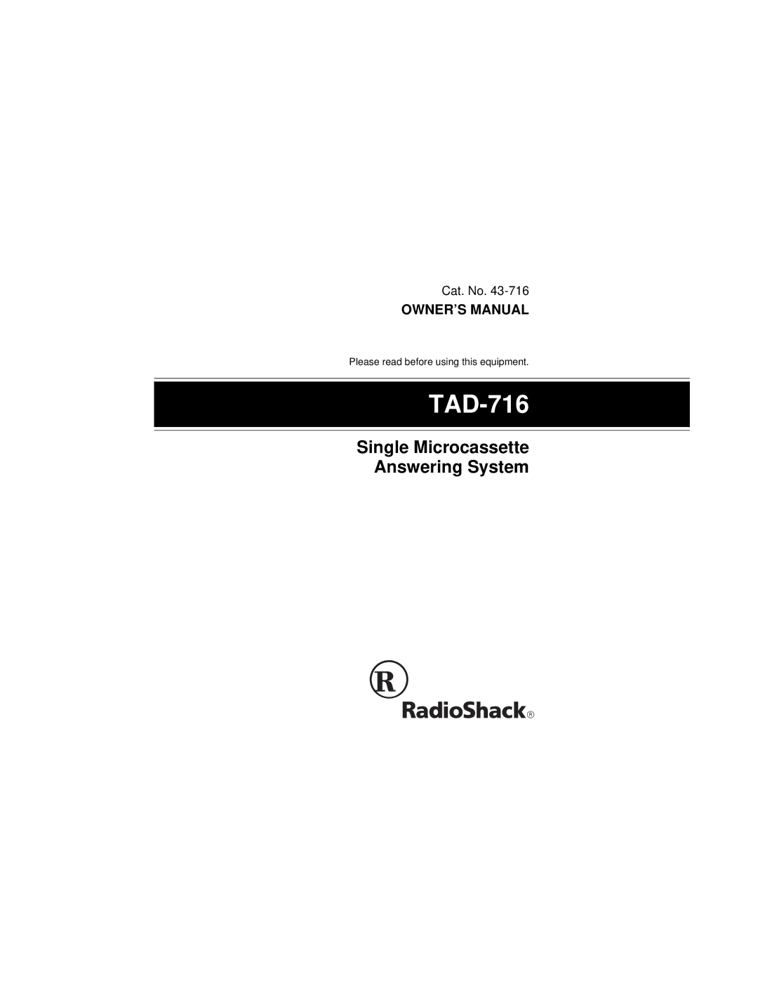 Radio Shack TAD-716 owner manual 