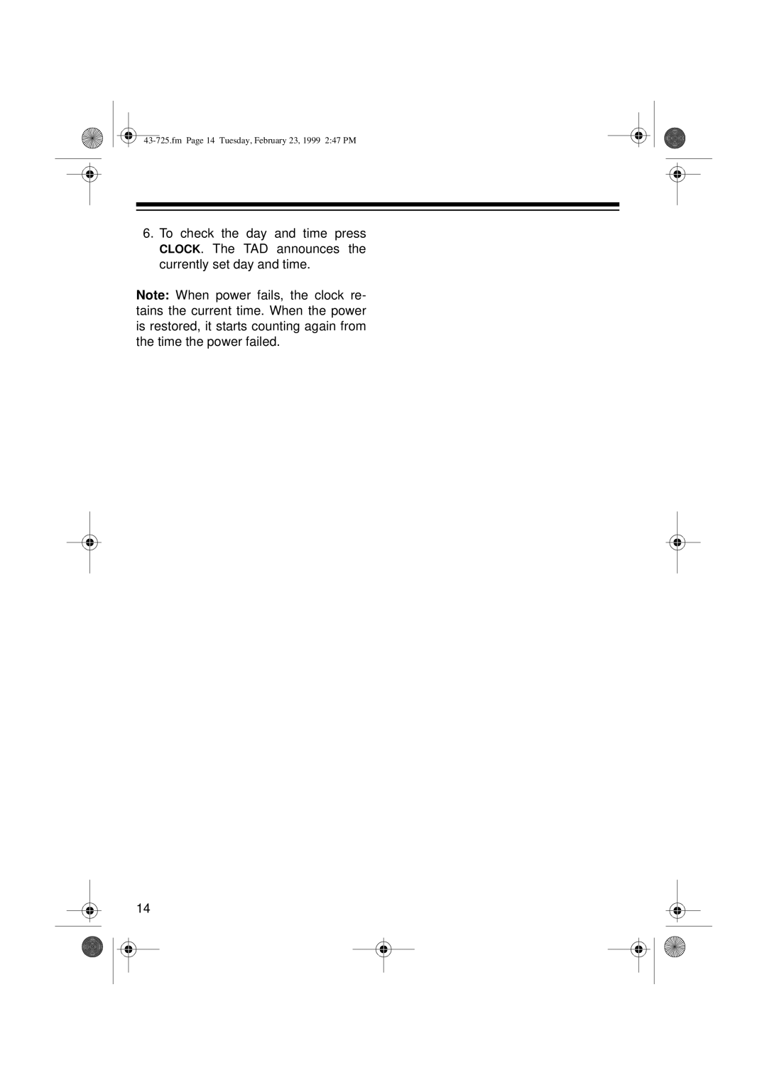 Radio Shack TAD-725 owner manual Fm Page 14 Tuesday, February 23, 1999 247 PM 