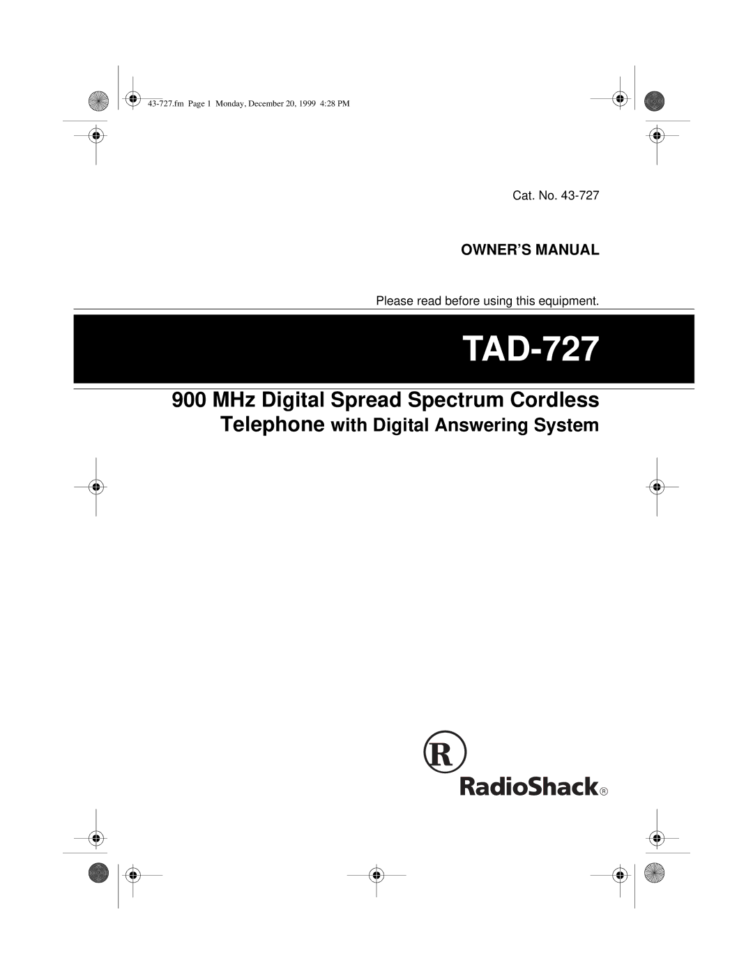 Radio Shack TAD-727 owner manual 