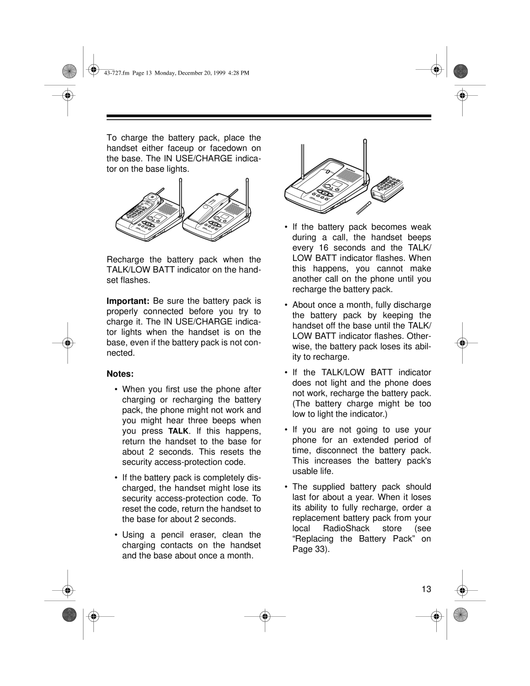 Radio Shack TAD-727 owner manual Fm Page 13 Monday, December 20, 1999 428 PM 