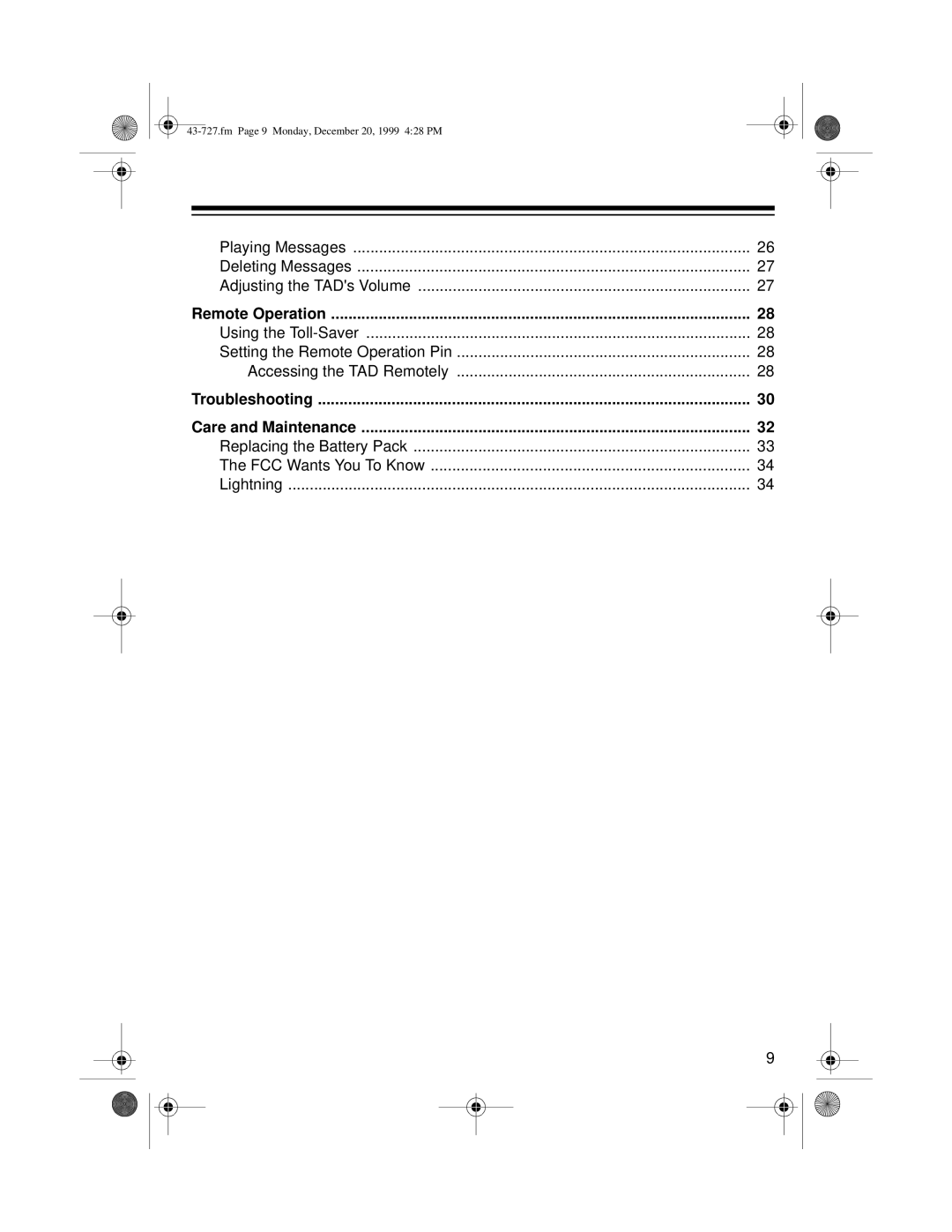 Radio Shack TAD-727 owner manual Playing Messages Deleting Messages Adjusting the TADs Volume 