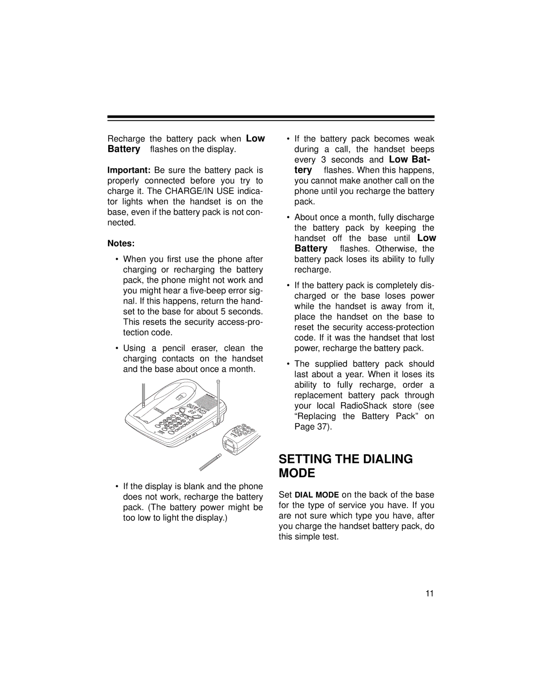 Radio Shack TAD-729 owner manual Setting the Dialing Mode 