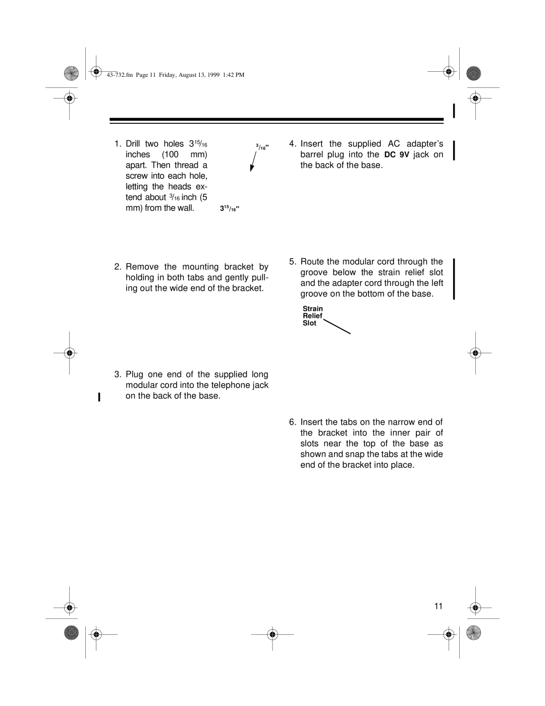 Radio Shack TAD-732 owner manual 315/16 