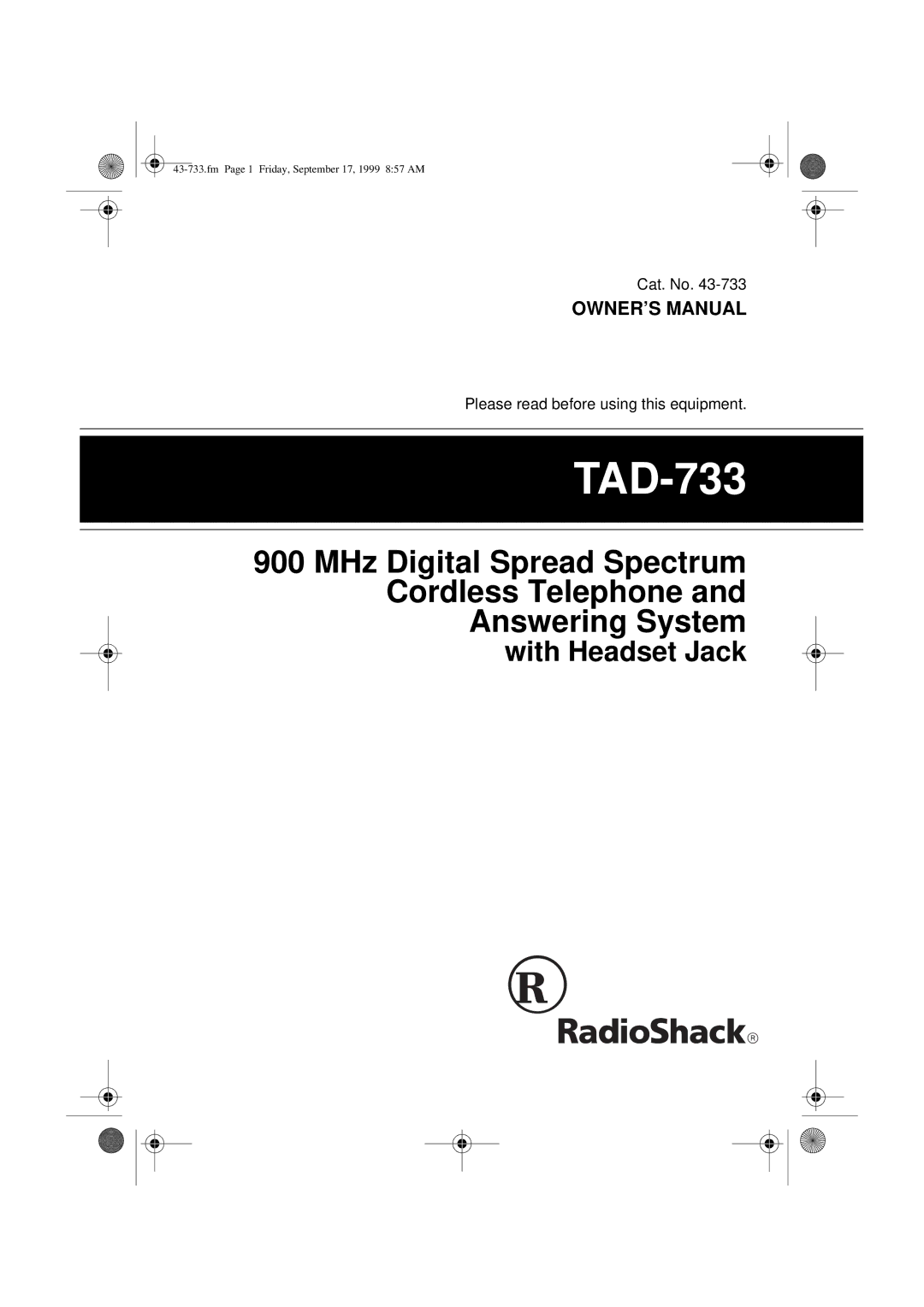 Radio Shack TAD-733 owner manual 