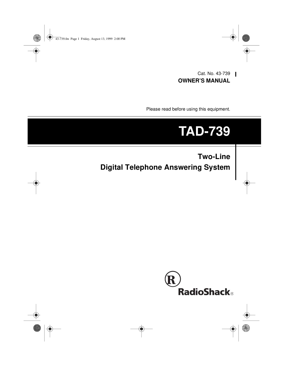 Radio Shack TAD-739 owner manual 