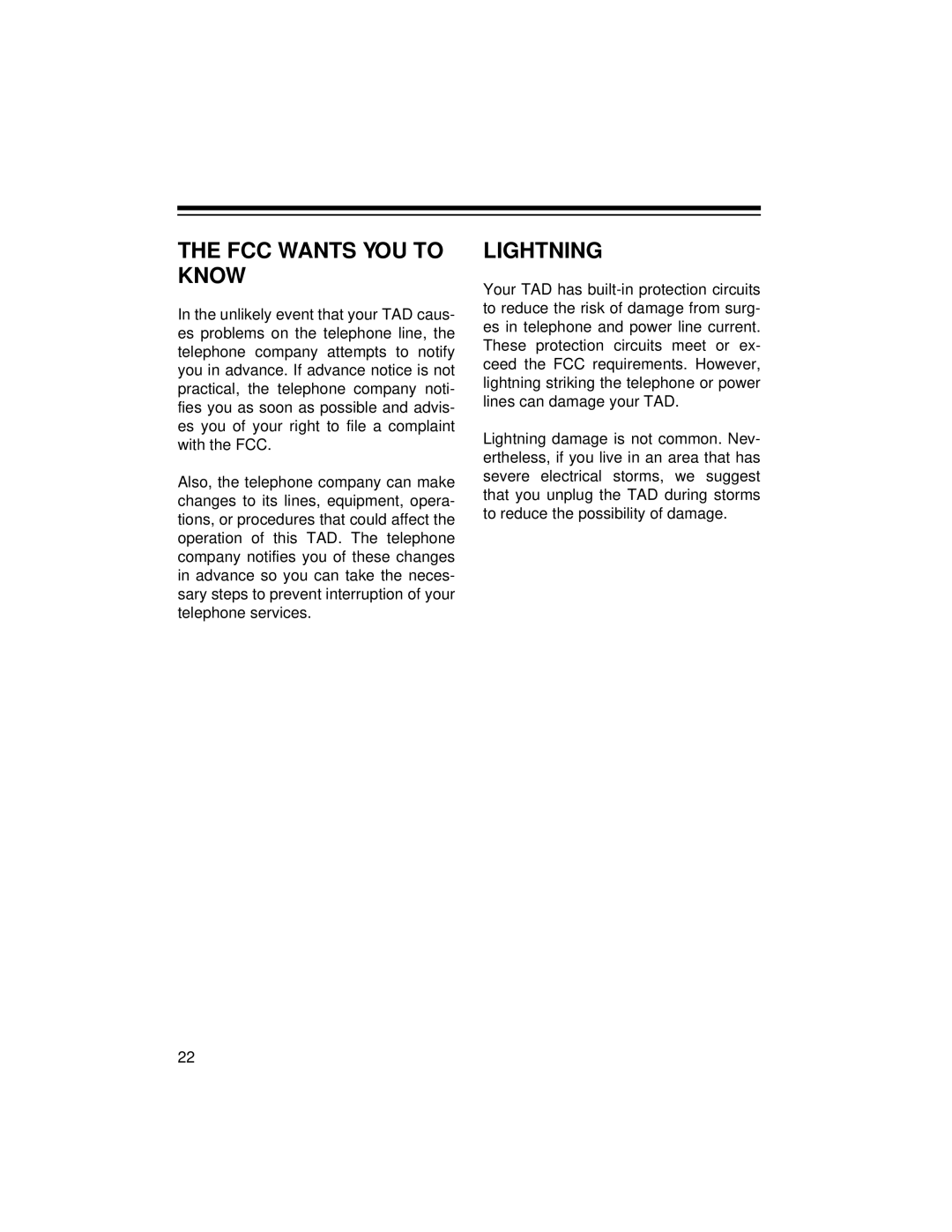 Radio Shack TAD-759 owner manual FCC Wants YOU to Know, Lightning 