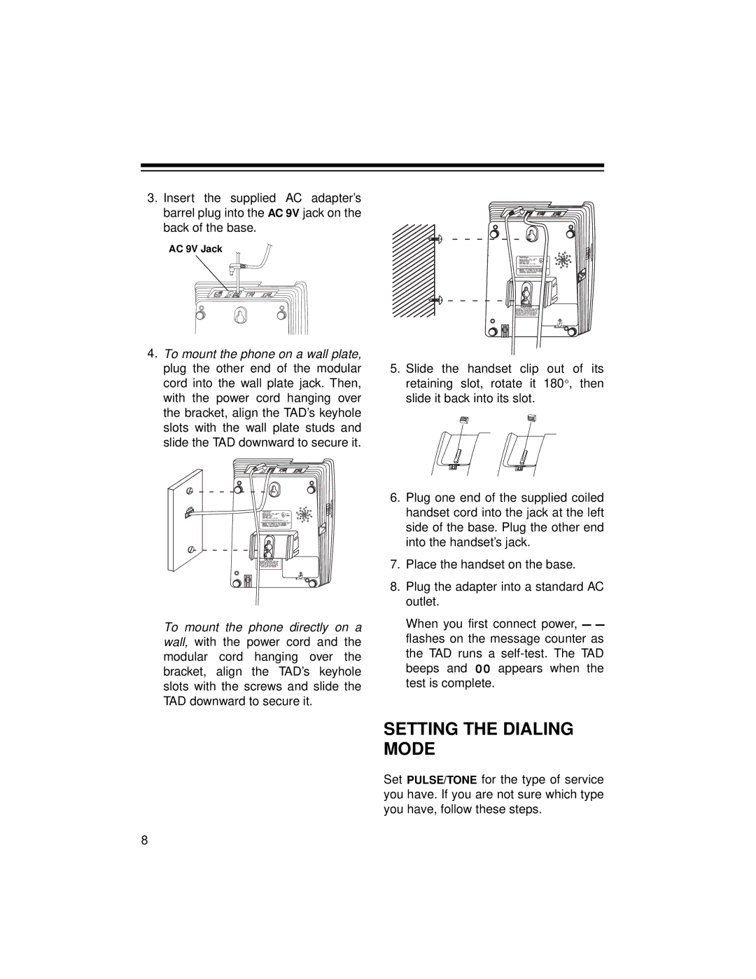 Radio Shack TAD-759 owner manual Setting the Dialing Mode 