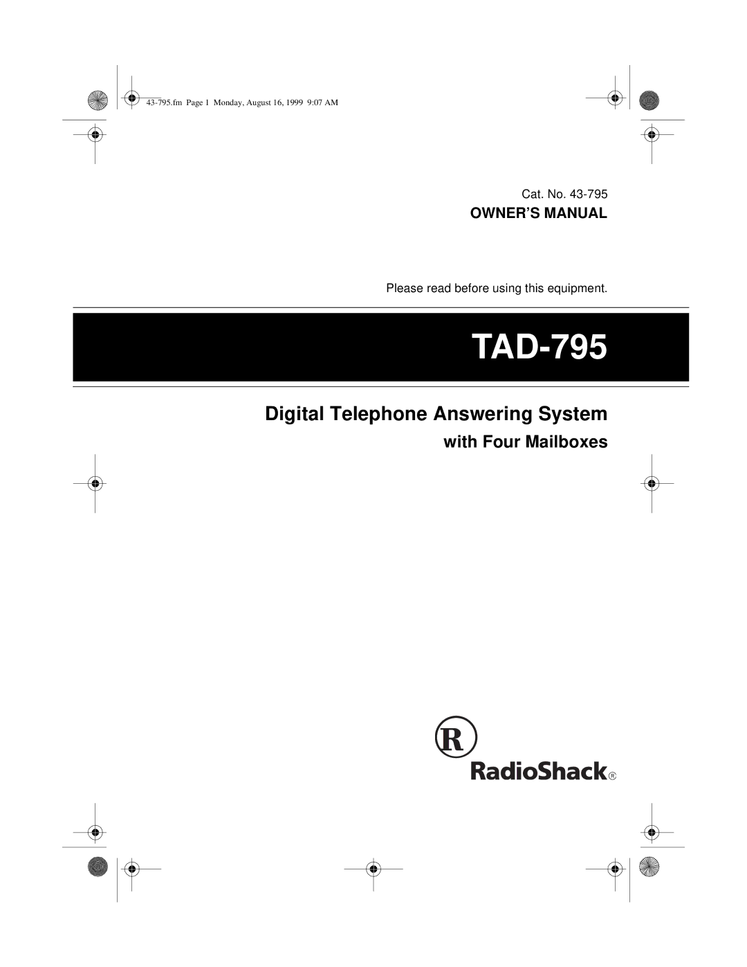 Radio Shack TAD-795 owner manual 