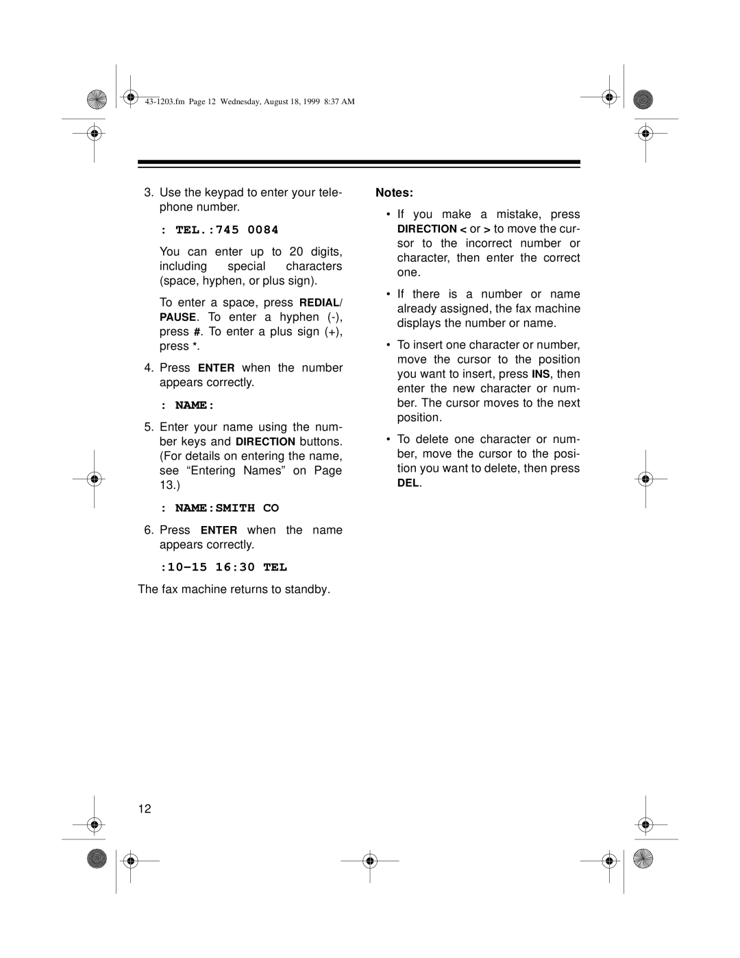 Radio Shack TFX-1031 owner manual Namesmith CO 