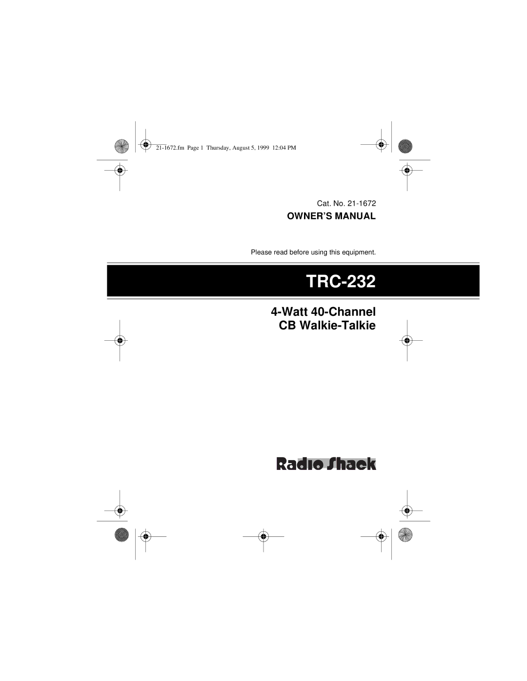 Radio Shack TRC-232 owner manual 