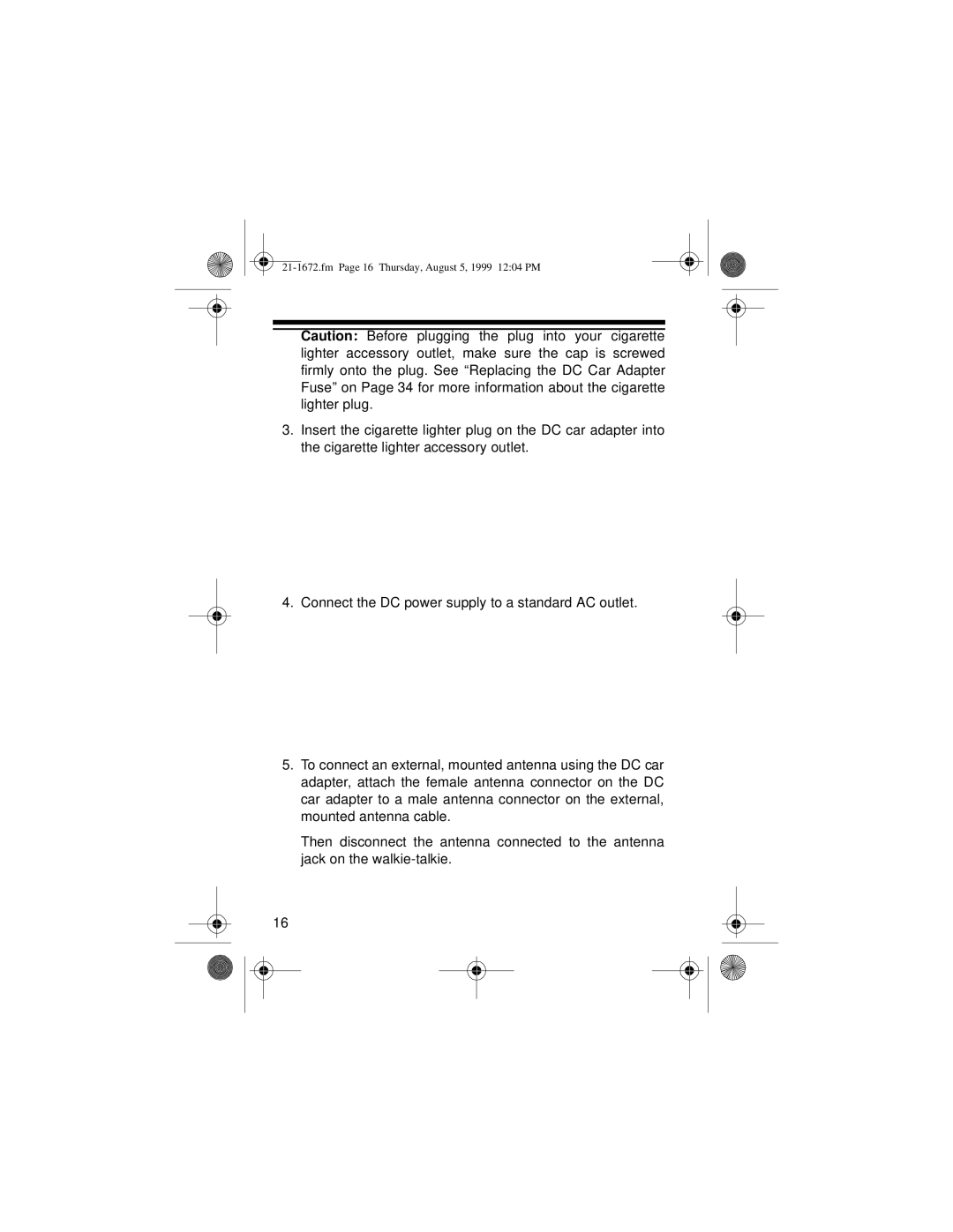 Radio Shack TRC-232 owner manual Fm Page 16 Thursday, August 5, 1999 1204 PM 