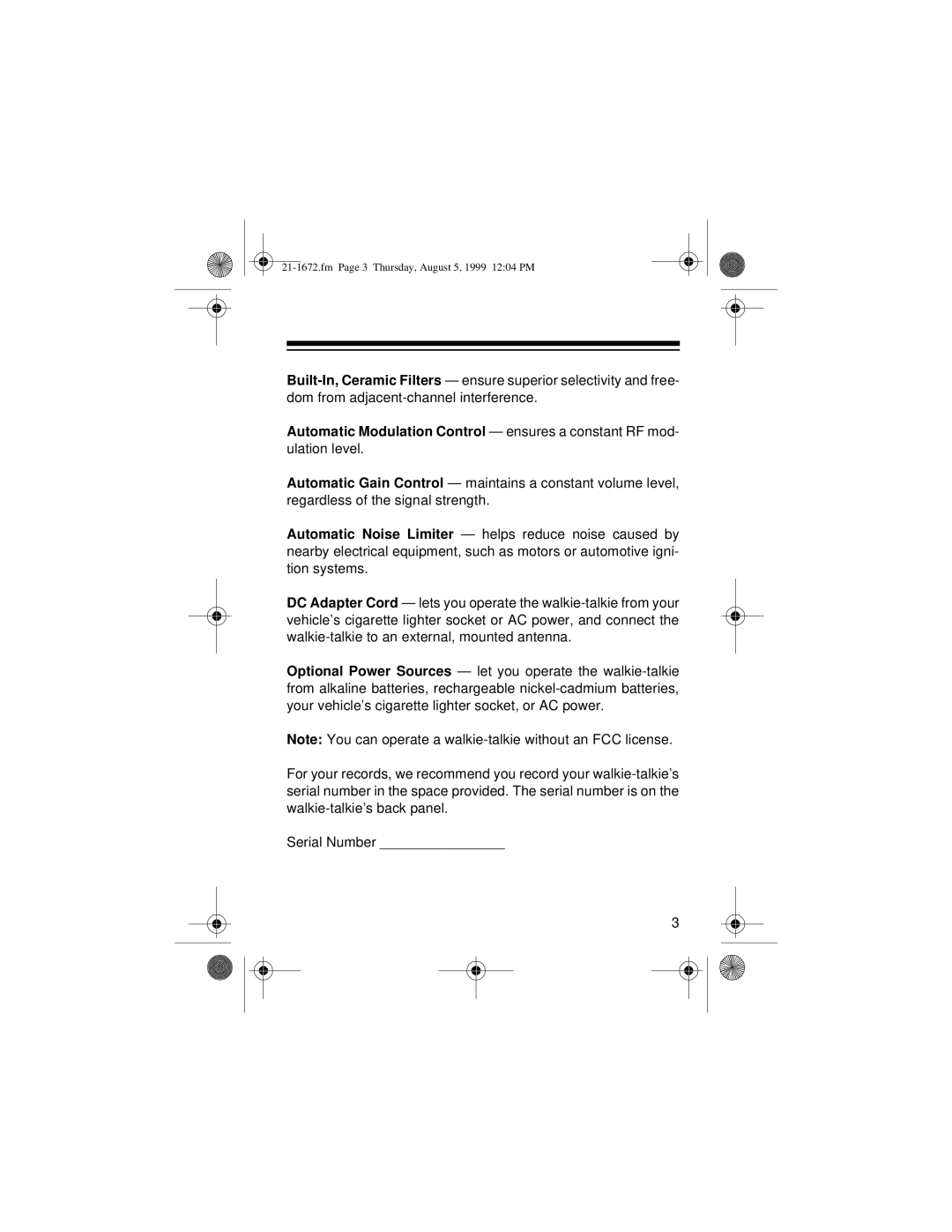 Radio Shack TRC-232 owner manual Automatic Modulation Control ensures a constant RF mod 