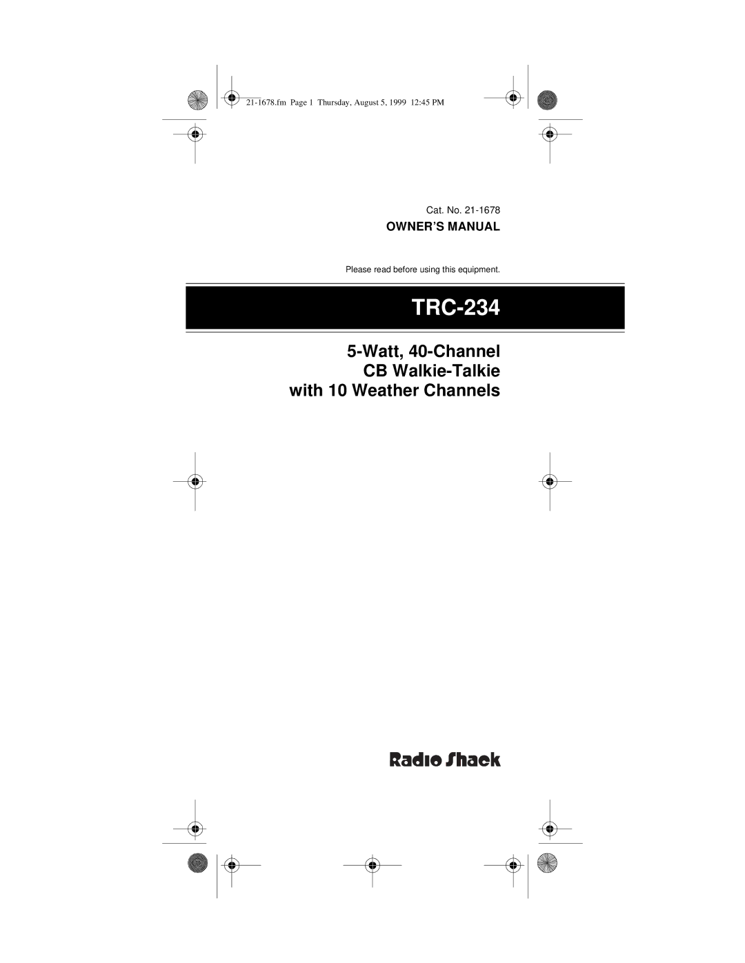 Radio Shack TRC-234 owner manual 