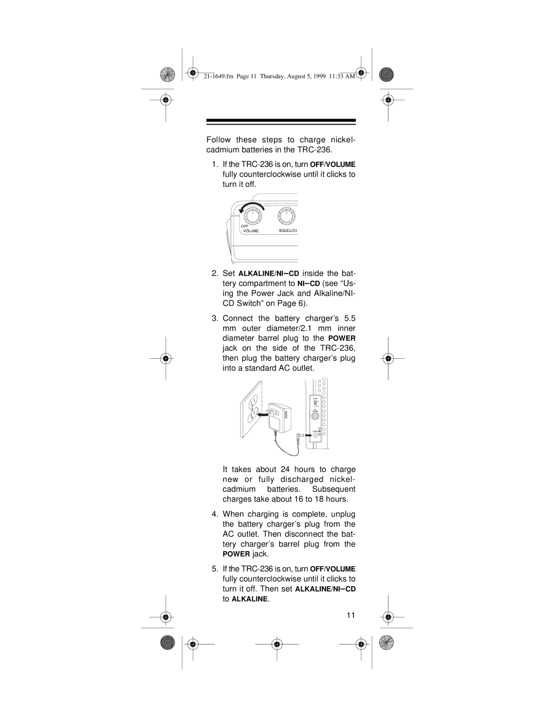 Radio Shack TRC-236 owner manual Thursday, August 5, 1999 1133 AM 