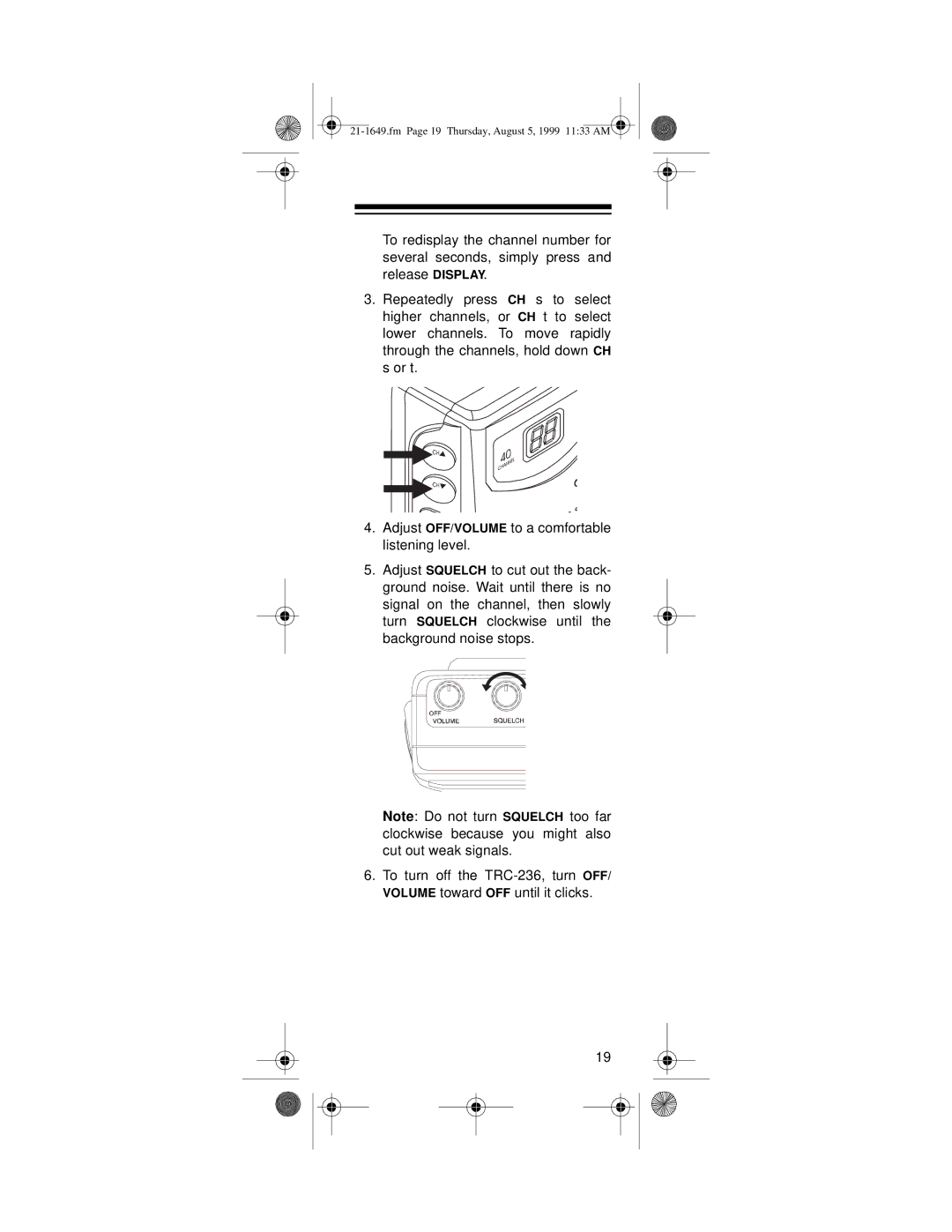 Radio Shack TRC-236 owner manual Thursday, August 5, 1999 1133 AM 