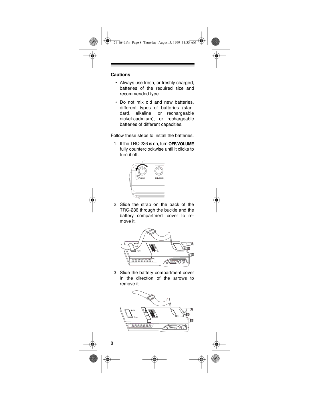 Radio Shack TRC-236 owner manual Fm Page 8 Thursday, August 5, 1999 1133 AM 