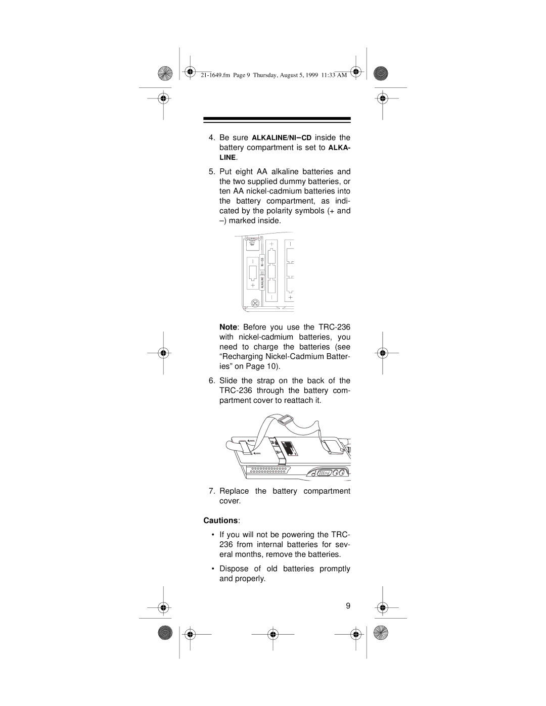 Radio Shack TRC-236 owner manual Fm Page 9 Thursday, August 5, 1999 1133 AM 