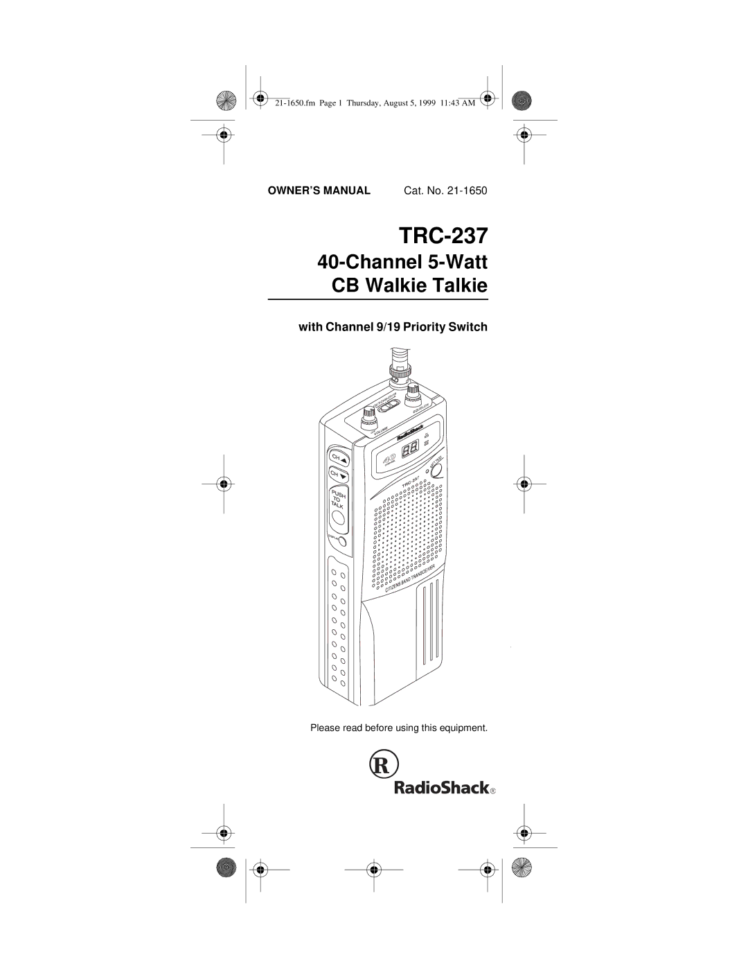 Radio Shack TRC-237 owner manual 