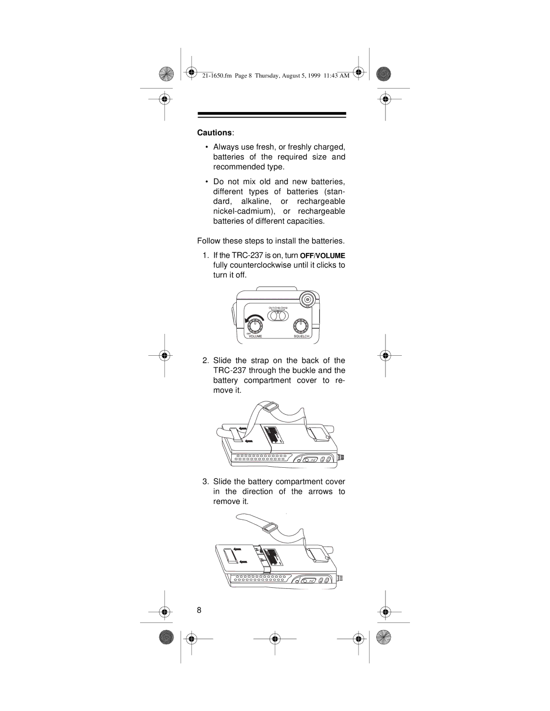 Radio Shack TRC-237 owner manual Fm Page 8 Thursday, August 5, 1999 1143 AM 