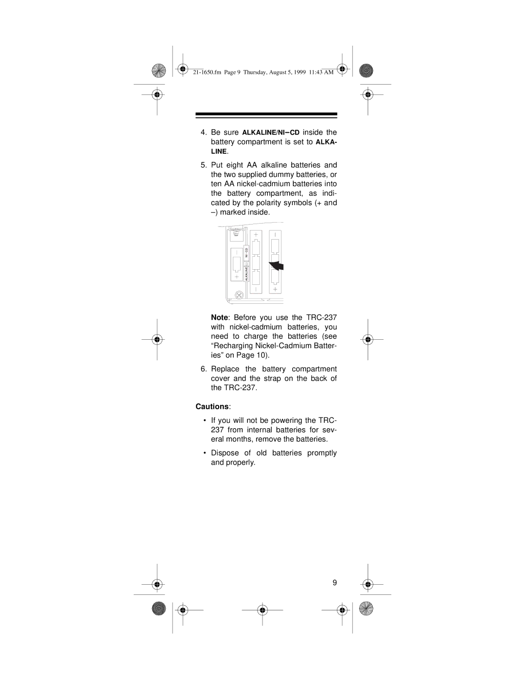 Radio Shack TRC-237 owner manual Fm Page 9 Thursday, August 5, 1999 1143 AM 