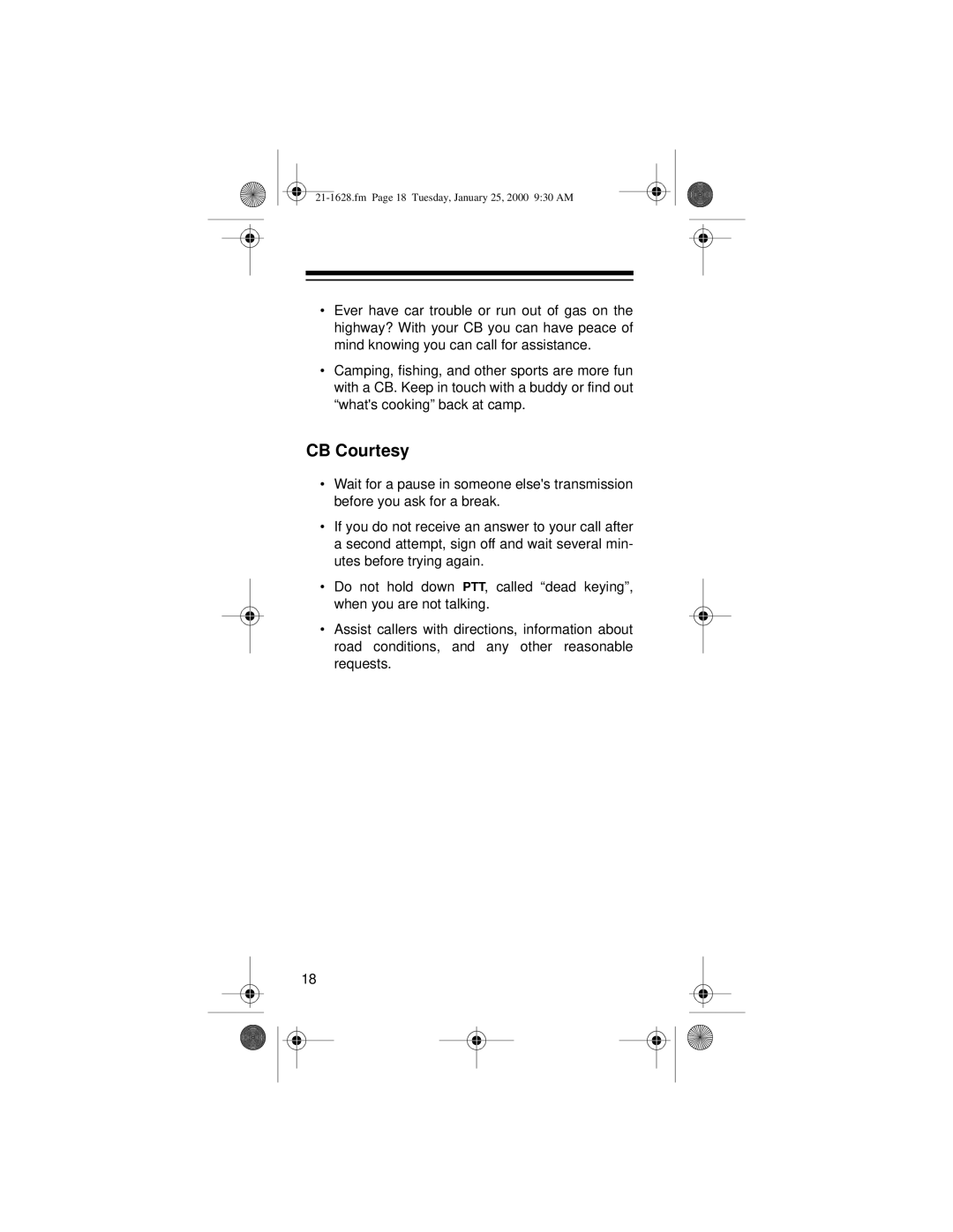 Radio Shack TRC-239 owner manual CB Courtesy 